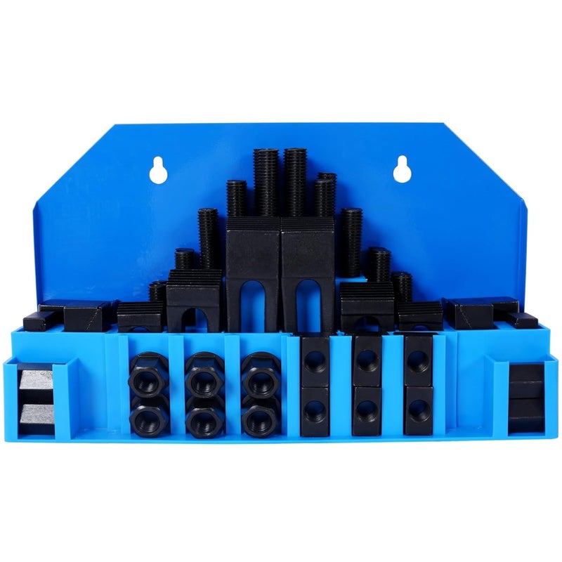 Donext 58Pc Milling Machine Clamping Kit, Tool Steel Clamp Set with T-slot cleaner and Tightening Wrench, 3/4 Table Slot 5/8-11 Stud Size(Blue) - Image 1